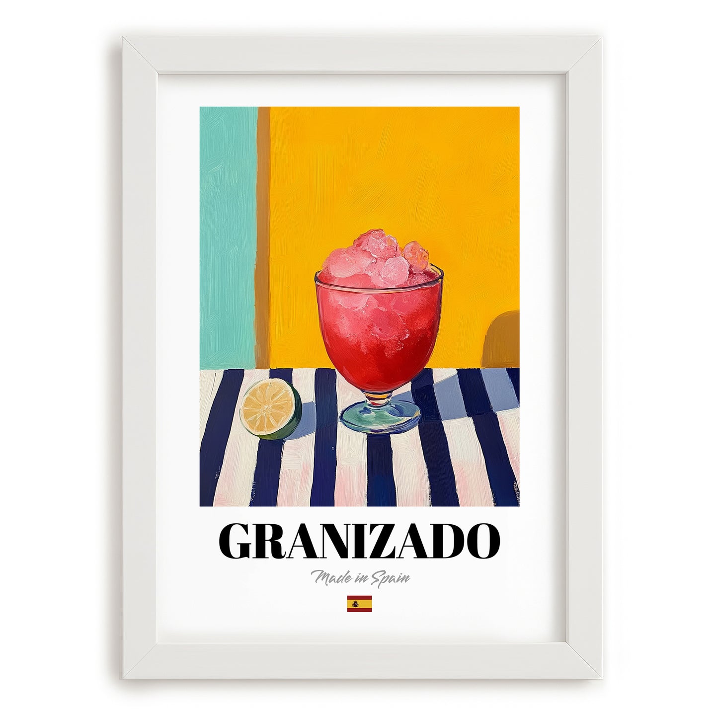 Granizado – Spanish Beverage Drink, Hotel Lobby Poster, placed in minimal white frame