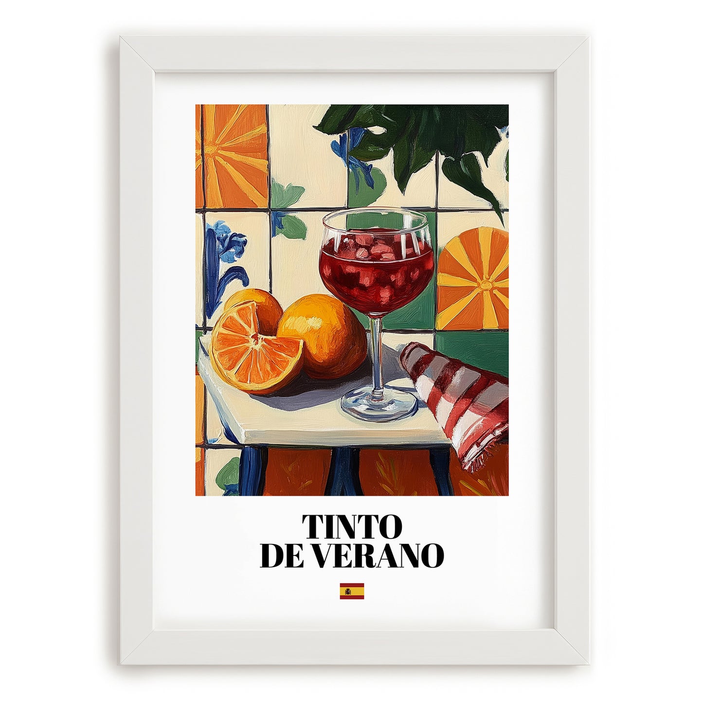 Tinto de Verano – Spanish Cocktail Drink, Sky Bar Art, placed in minimal white frame
