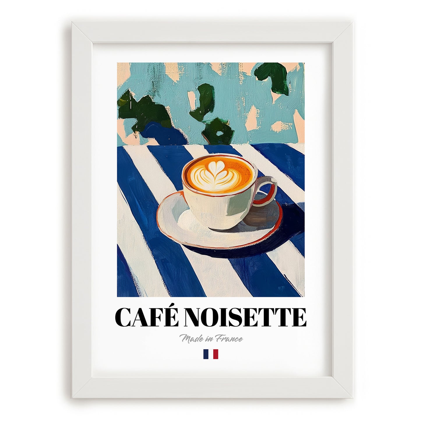 Café Noisette – French Coffee, Book Café Art, placed in minimal white frame