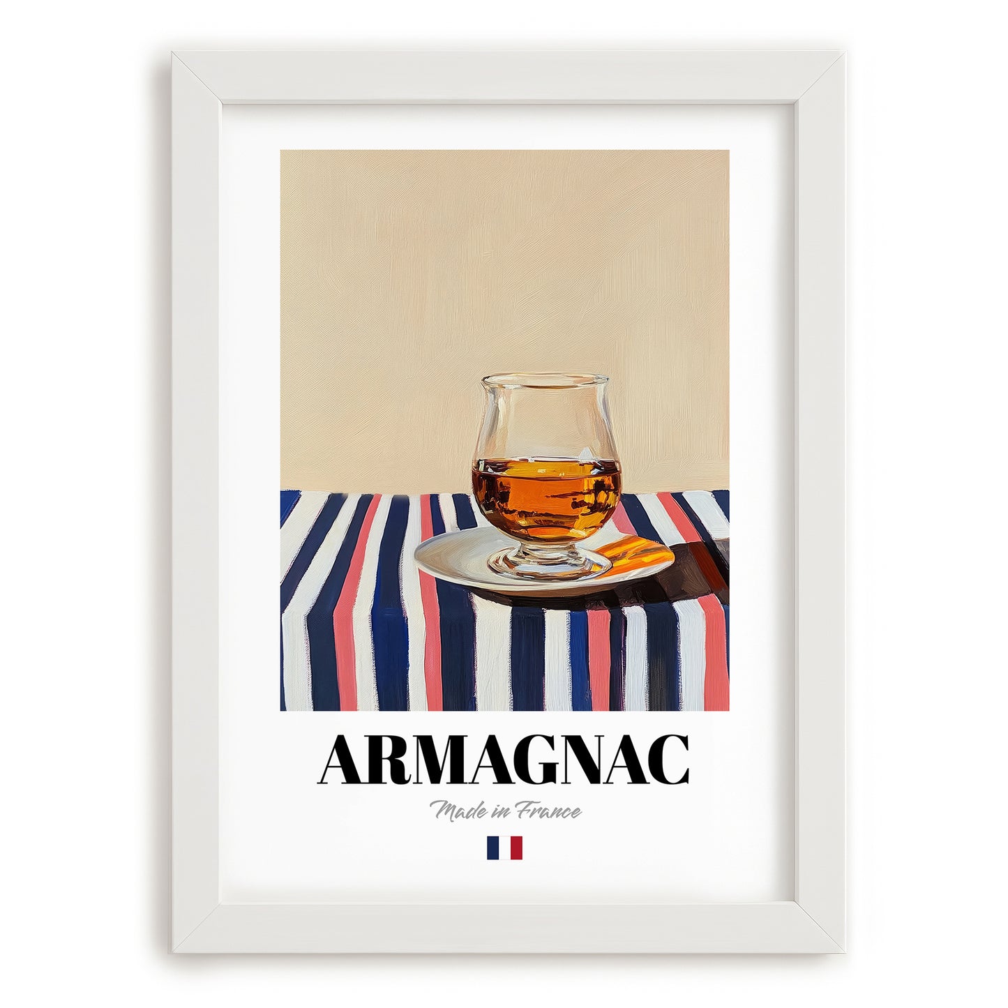 Armagnac – French Spirit Drink, Hotel Lobby Poster, placed in minimal white frame