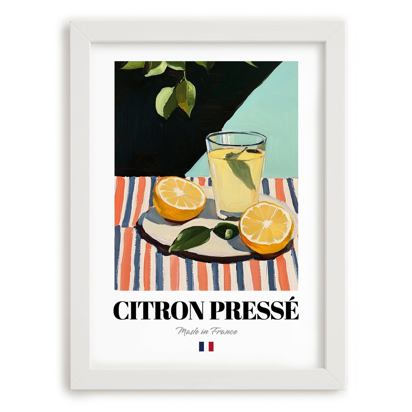 Citron Pressé – French Beverage Drink, Jazz Bar Illustration, placed in minimal white frame