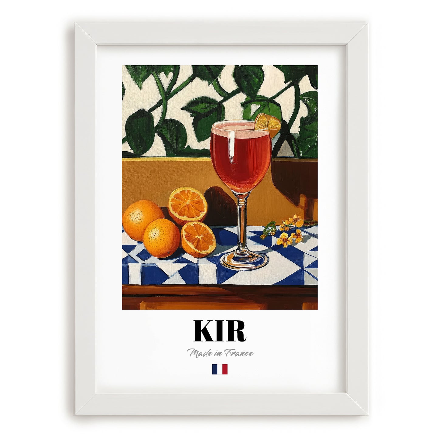 Kir – French Cocktail Drink, Hotel Lobby Poster, placed in minimal white frame