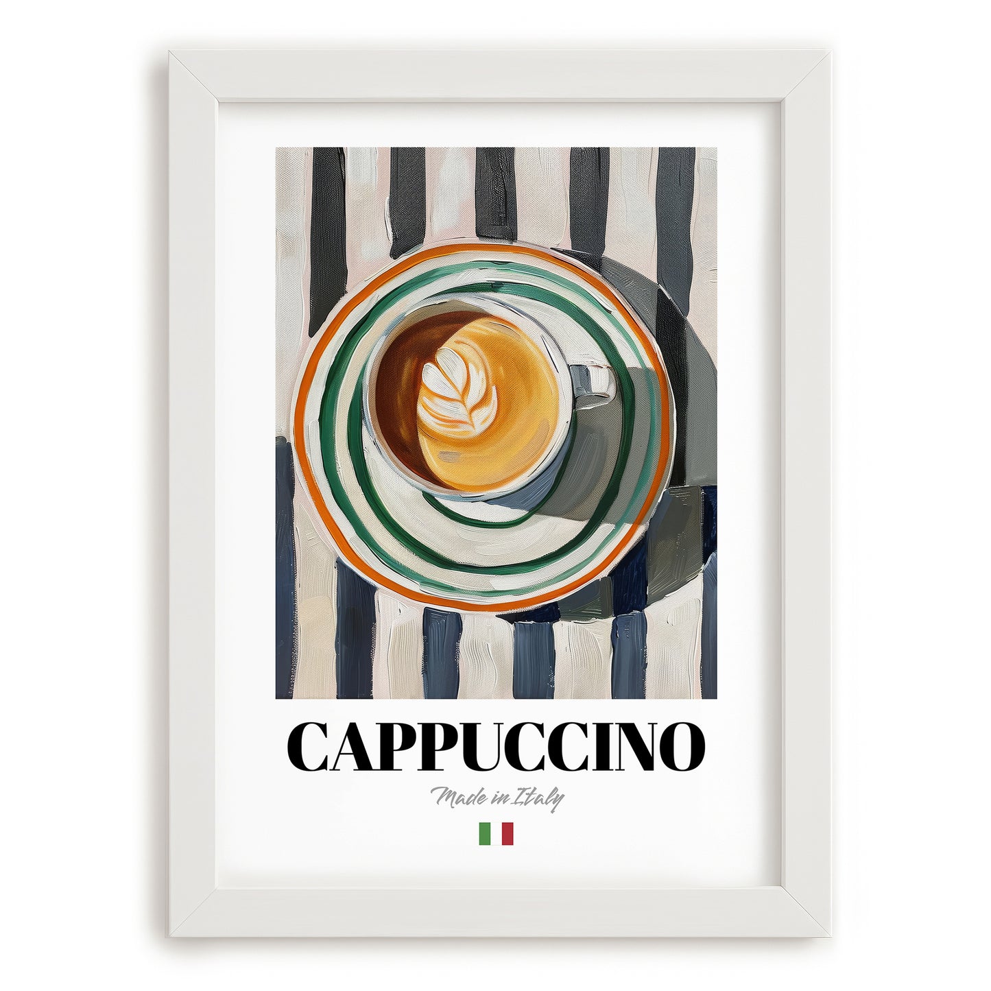Cappuccino Lot #2 – Italian Coffee on Striped Tablecloth