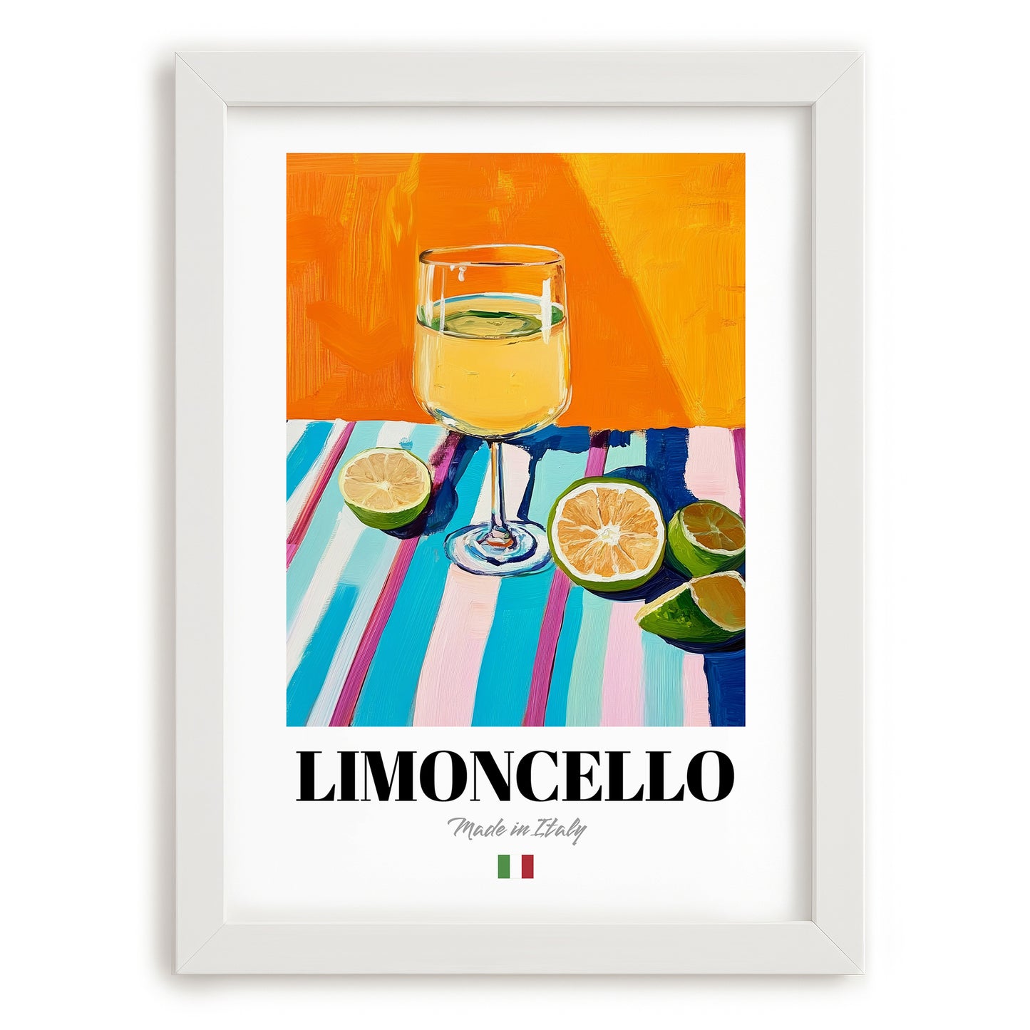 Limoncello – Italian Liqueur Drink, Speakeasy Wall Art, placed in minimal white frame