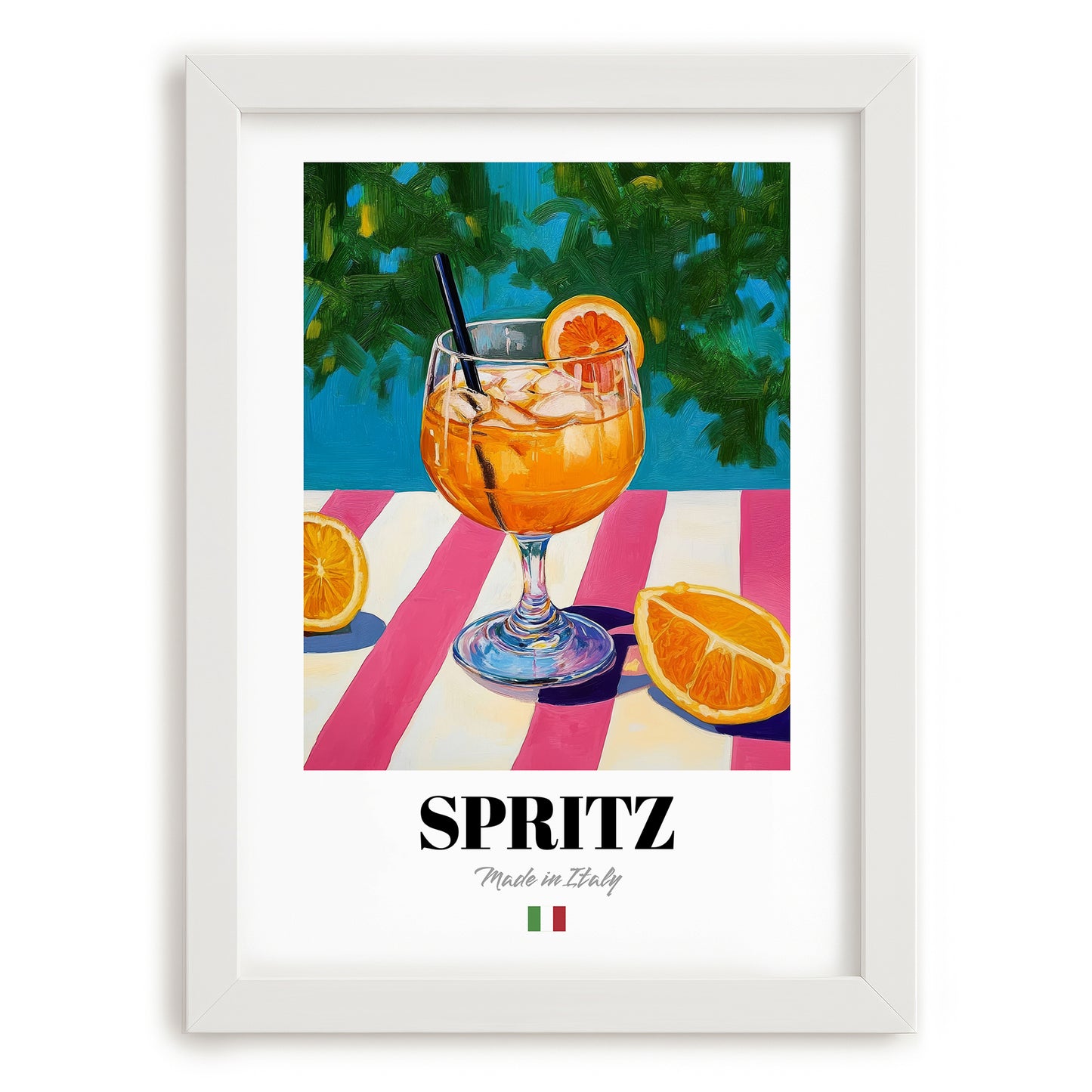 Spritz – Italian Cocktail Drink, Beach Bar Wall Decor, placed in minimal white frame