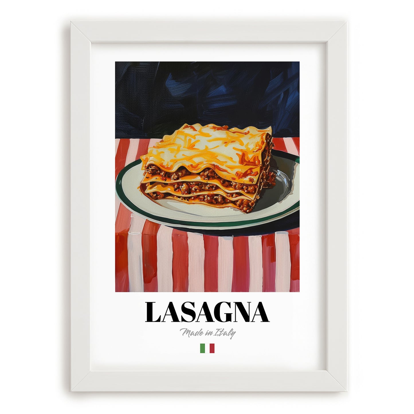 Lasagna – Italian Pasta, Osteria Poster, placed in minimal white frame