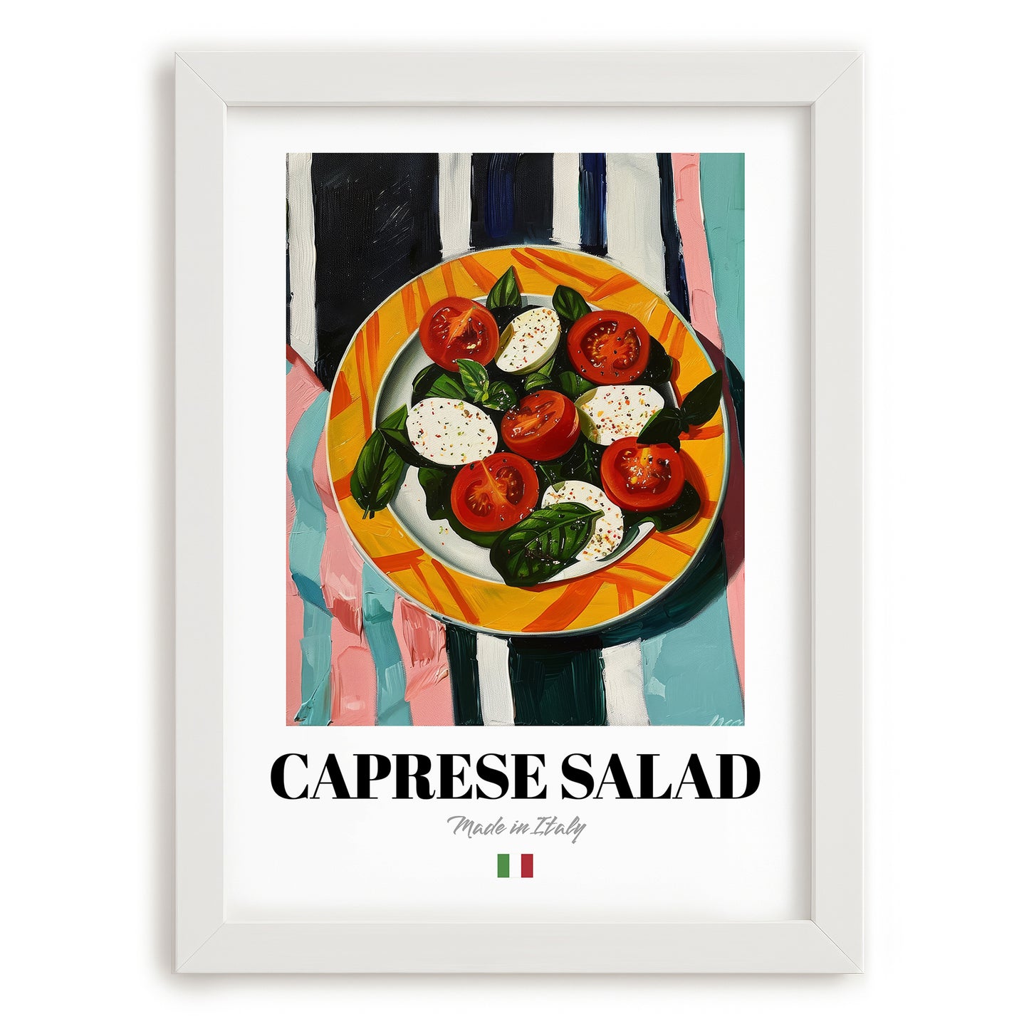Caprese Salad – Italian Salad Dish, Restaurant Wall Art, placed in minimal white frame