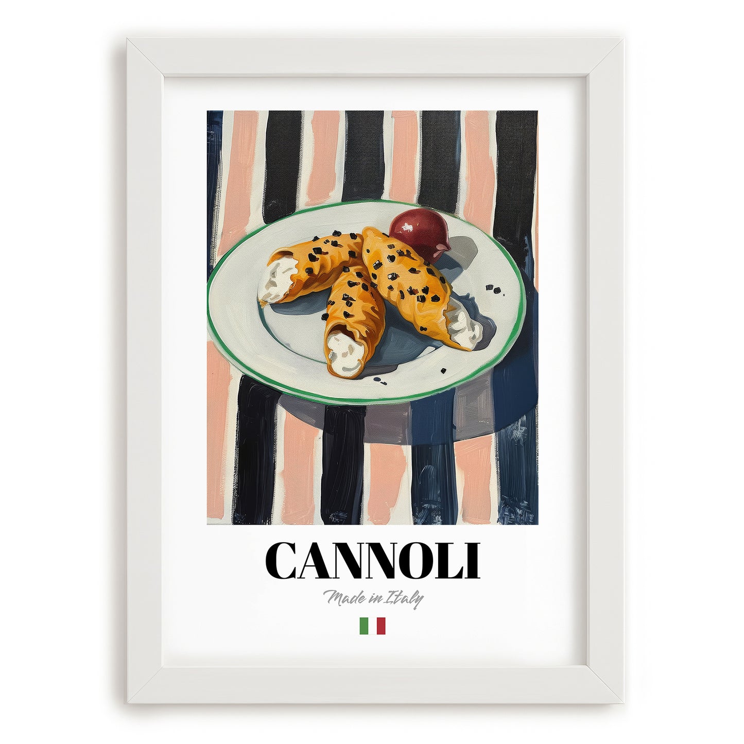 Cannoli – Italian Dessert Dish, Café Poster, placed in minimal white frame