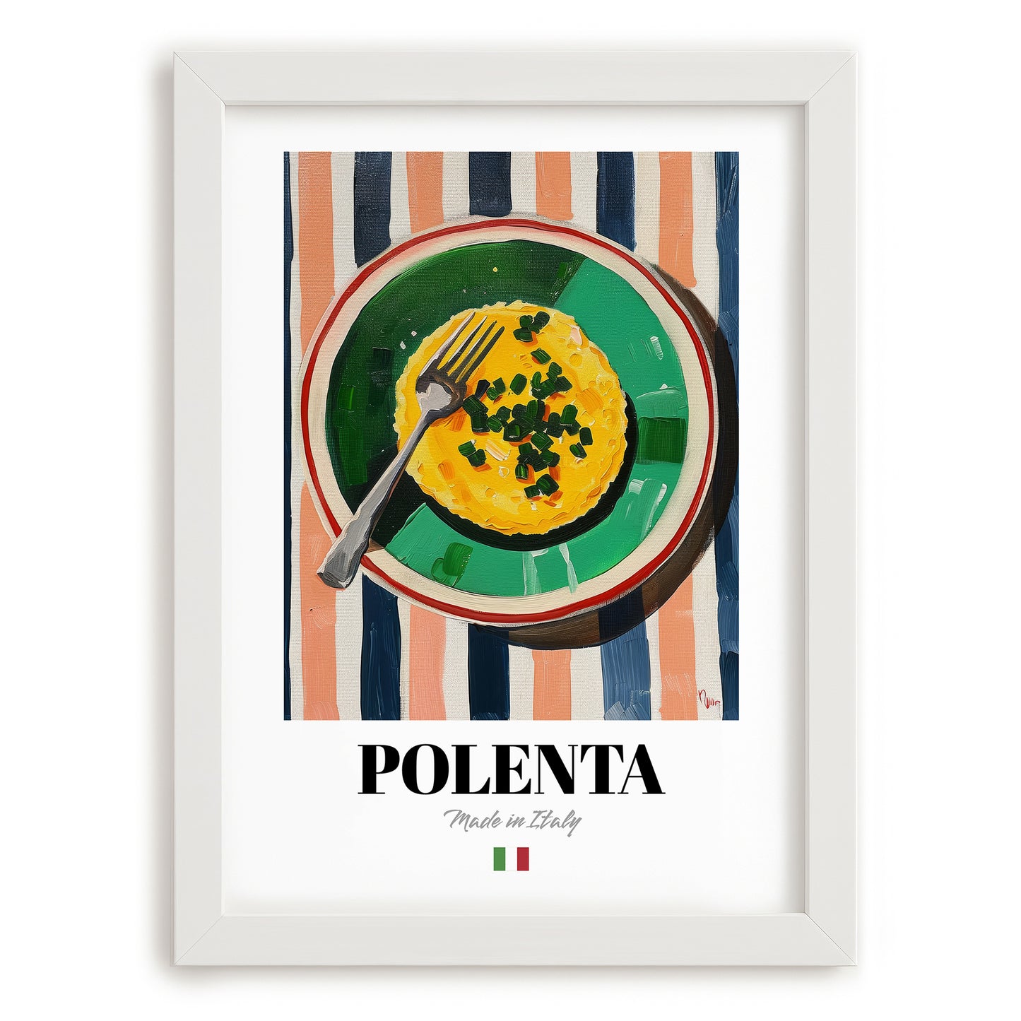 Polenta – Italian Dish, Restaurant Poster, placed in minimal white frame