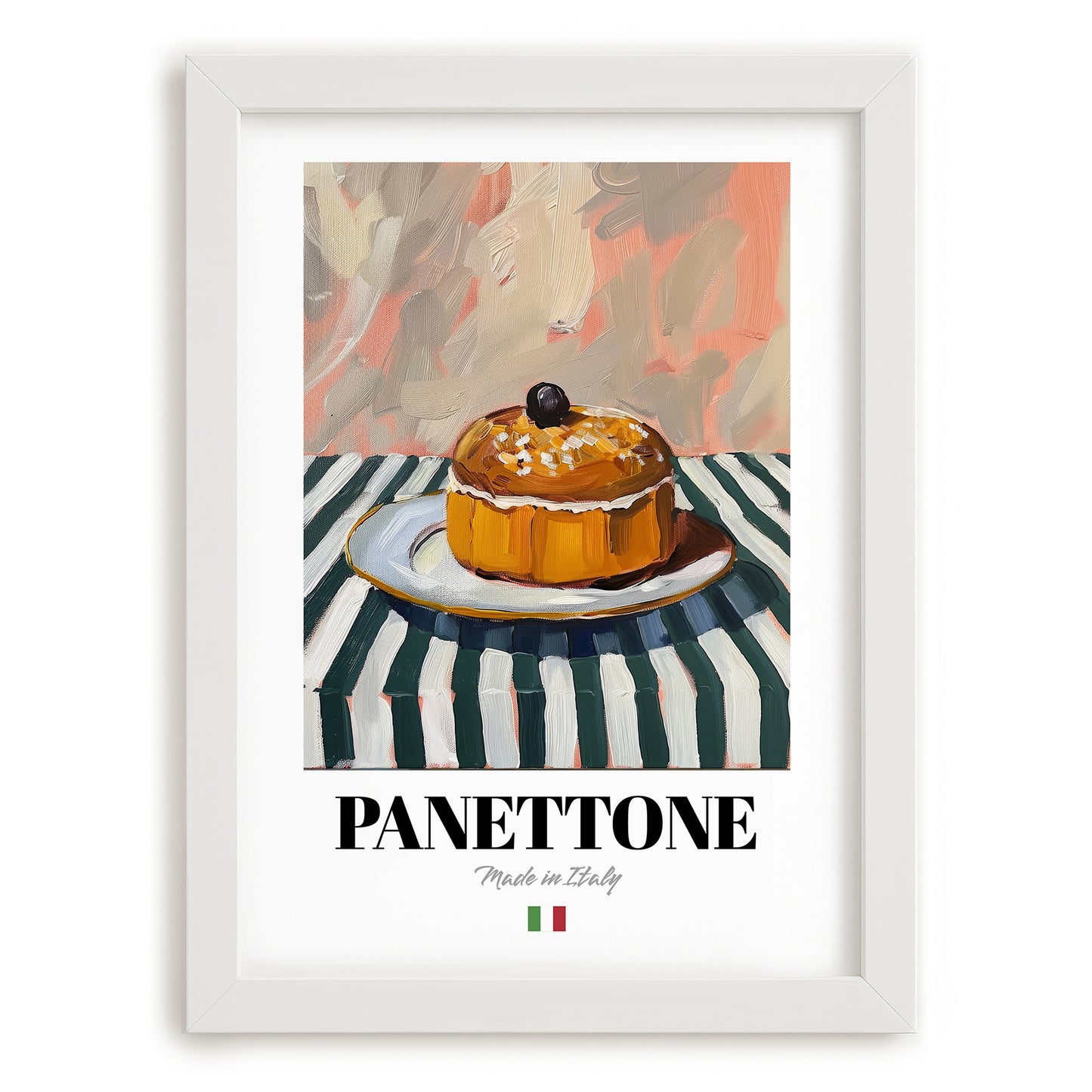 Panettone – Italian Bread Dish, Restaurant Art, placed in minimal white frame
