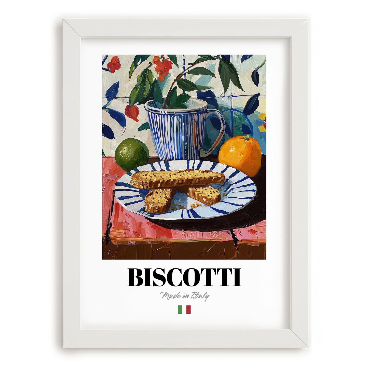 Biscotti – Italian Biscuits Dish, Fine Dining Restaurant Poster, placed in minimal white frame