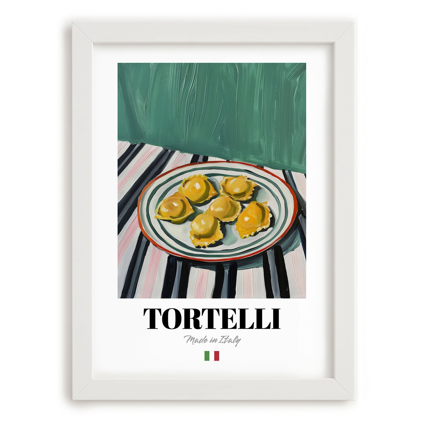 Tortelli – Italian Pasta, Trattoria Art, placed in minimal white frame