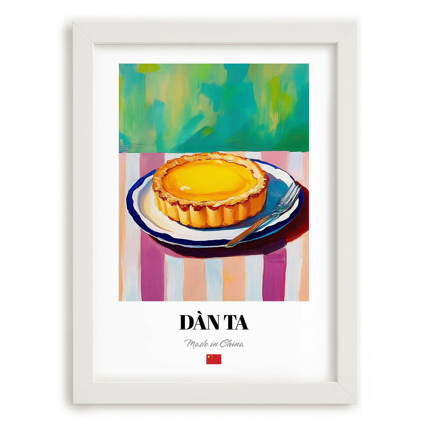 Dàn Tǎ – Art, Chinese Dessert Wall Painting, placed in minimal white frame