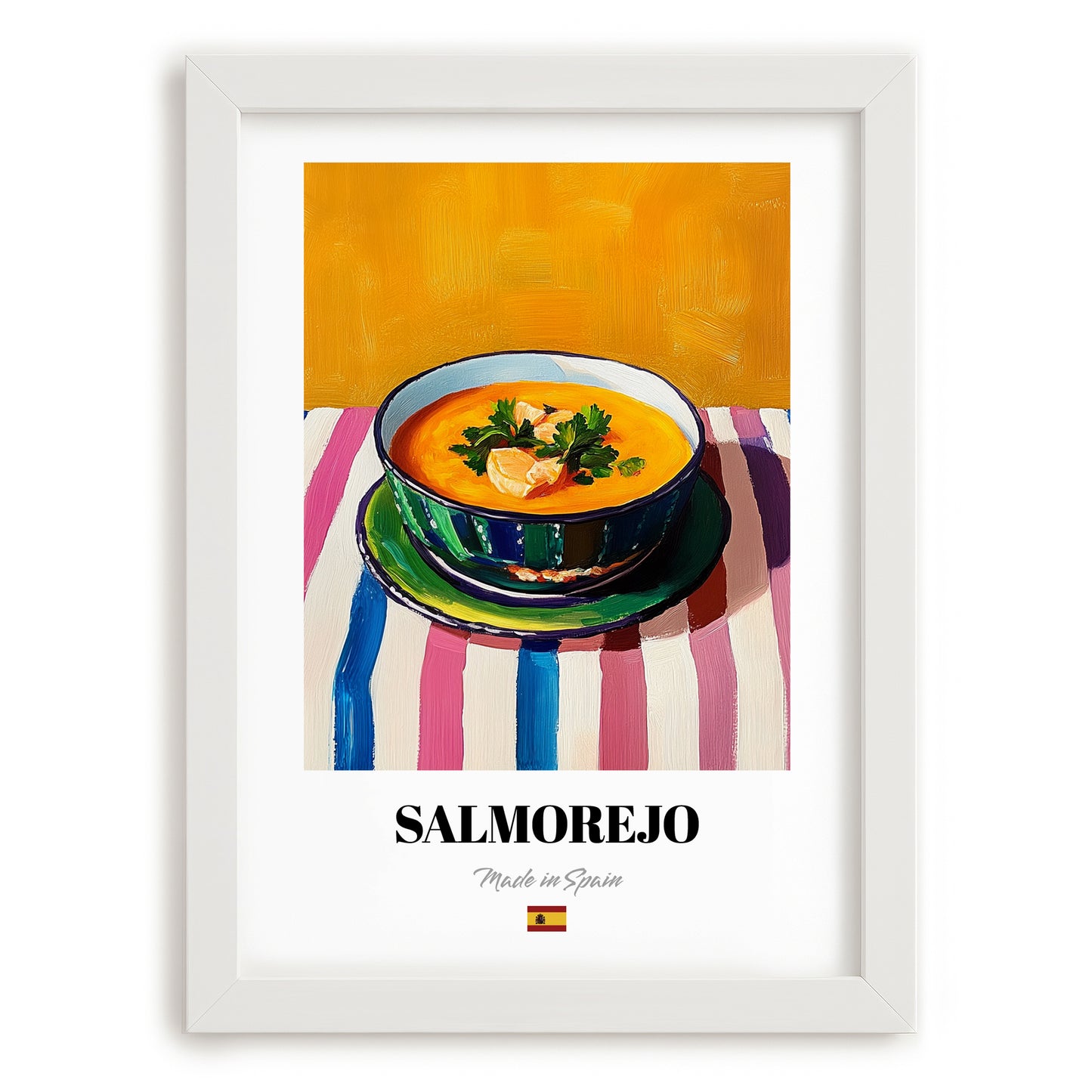 Salmorejo – Art, Spanish Food Illustration, placed in minimal white frame