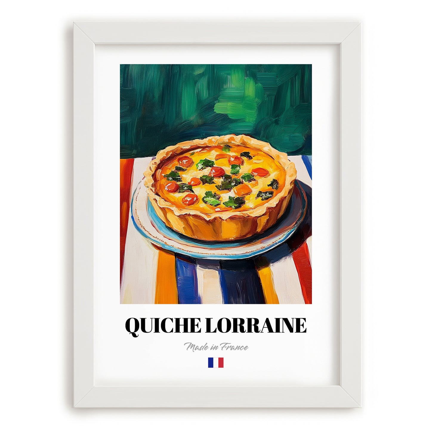 Quiche Lorraine – Art, French Pastry Wall Art, placed in minimal white frame
