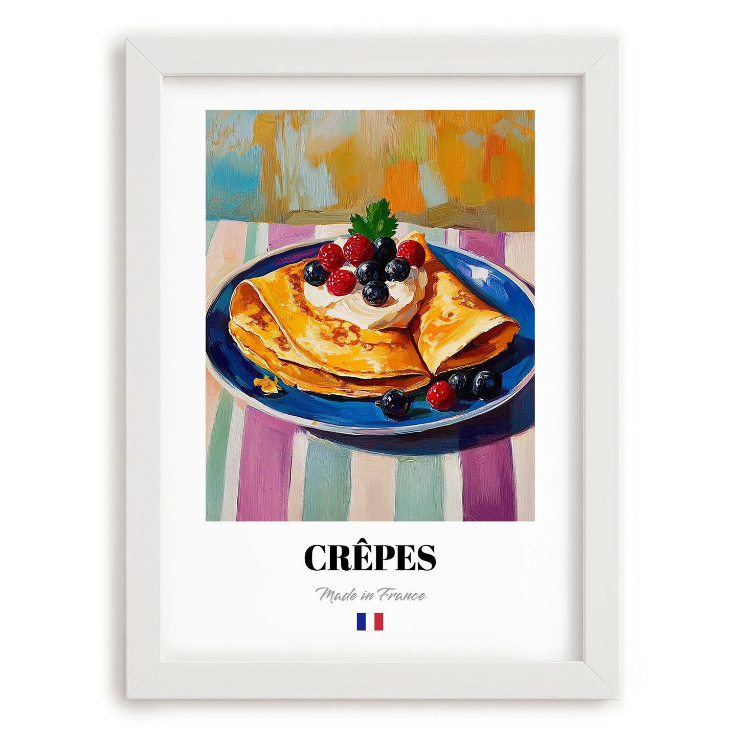 Crêpes – Art, French French Pastry Painting, placed in minimal white frame