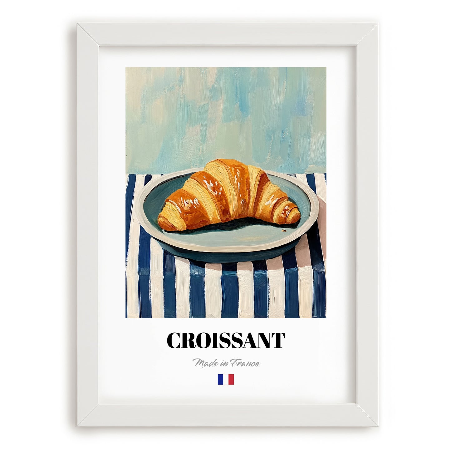 Croissant – Art, French French Pastry Still Life, placed in minimal white frame
