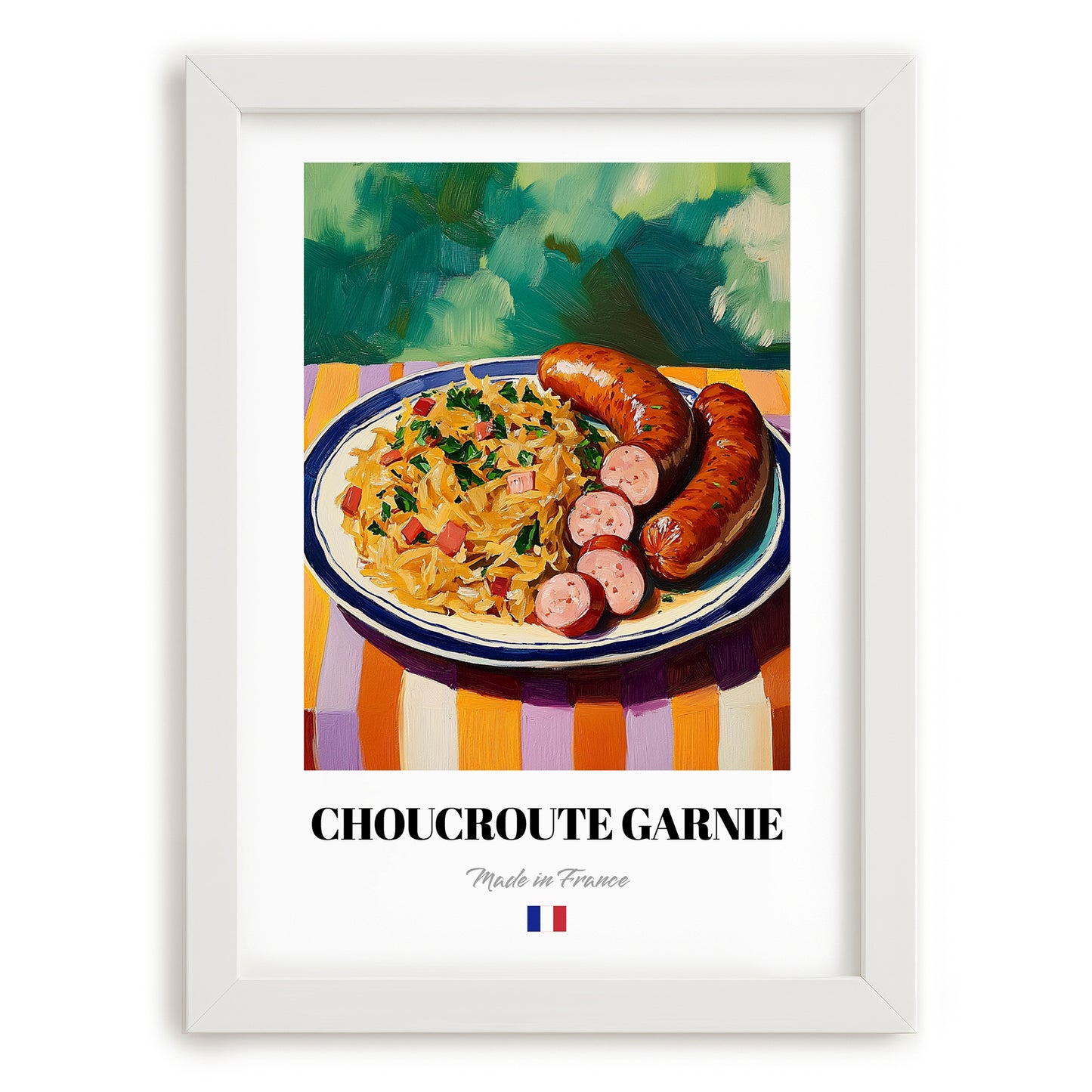 Choucroute Garnie – Art, French Food Painting, placed in minimal white frame