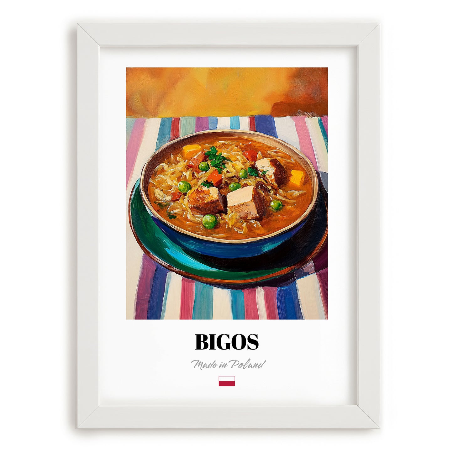 Bigos – Art, Polish Food Still Life, placed in minimal white frame