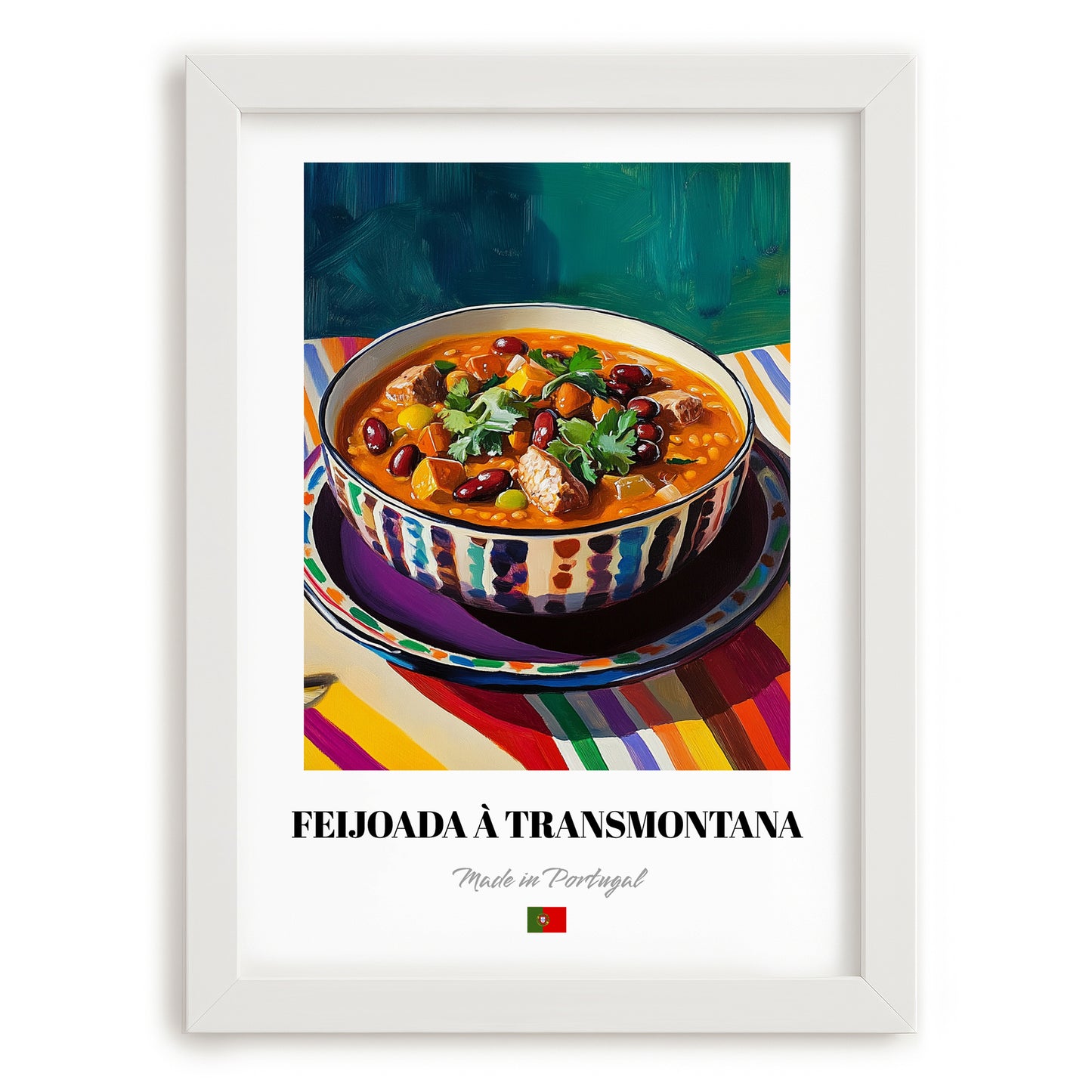Feijoada à Transmontana – Art, Portuguese Food Illustration, placed in minimal white frame