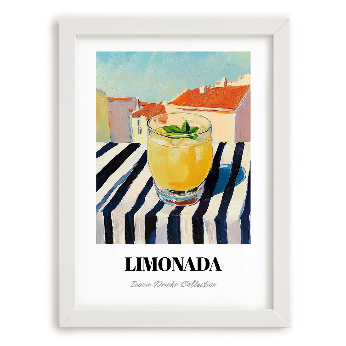 Limonada – Portuguese Café on the Corner, Portuguese Lemonade Art, placed in minimal white frame