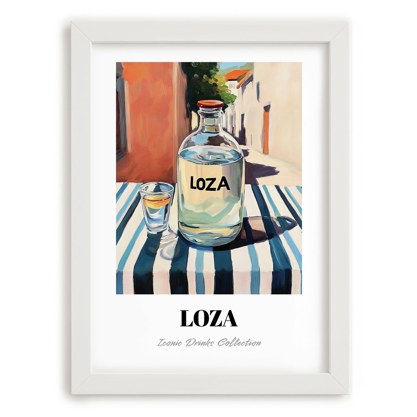 Loza – Montenegrin Café on the Corner, Montenegrin Beverage Still Life, placed in minimal white frame