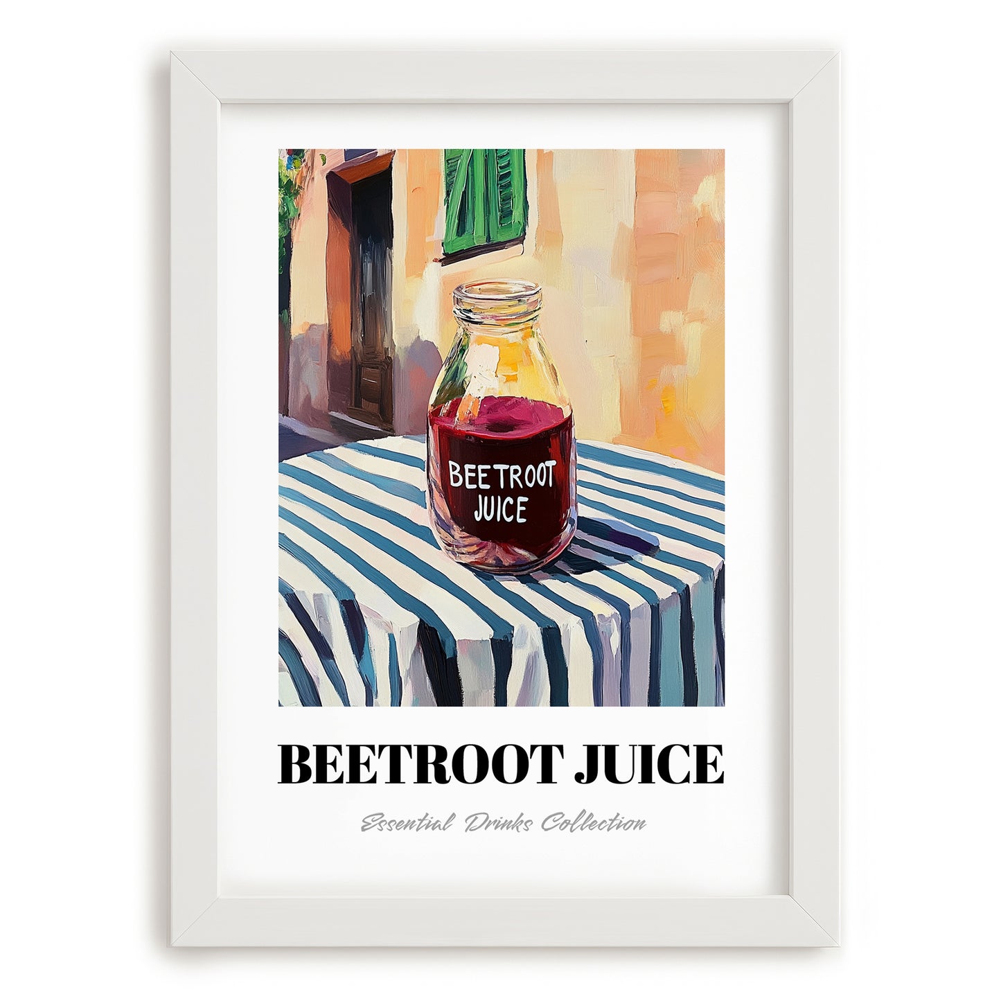 Beetroot Juice – Italian Café on the Corner, Lemonade Art, placed in minimal white frame