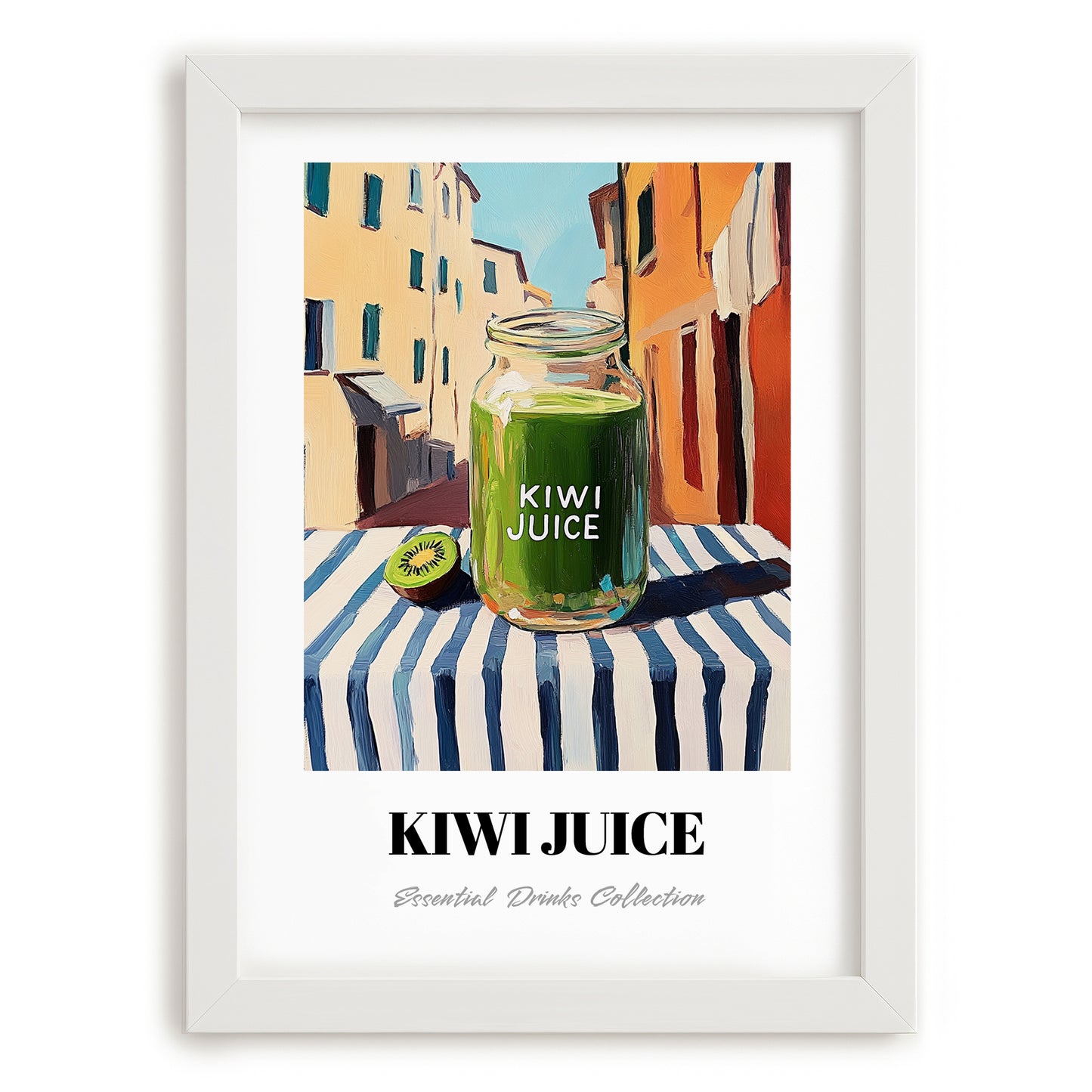 Kiwi Juice – Italian Café on the Corner, Lemonade Poster, placed in minimal white frame