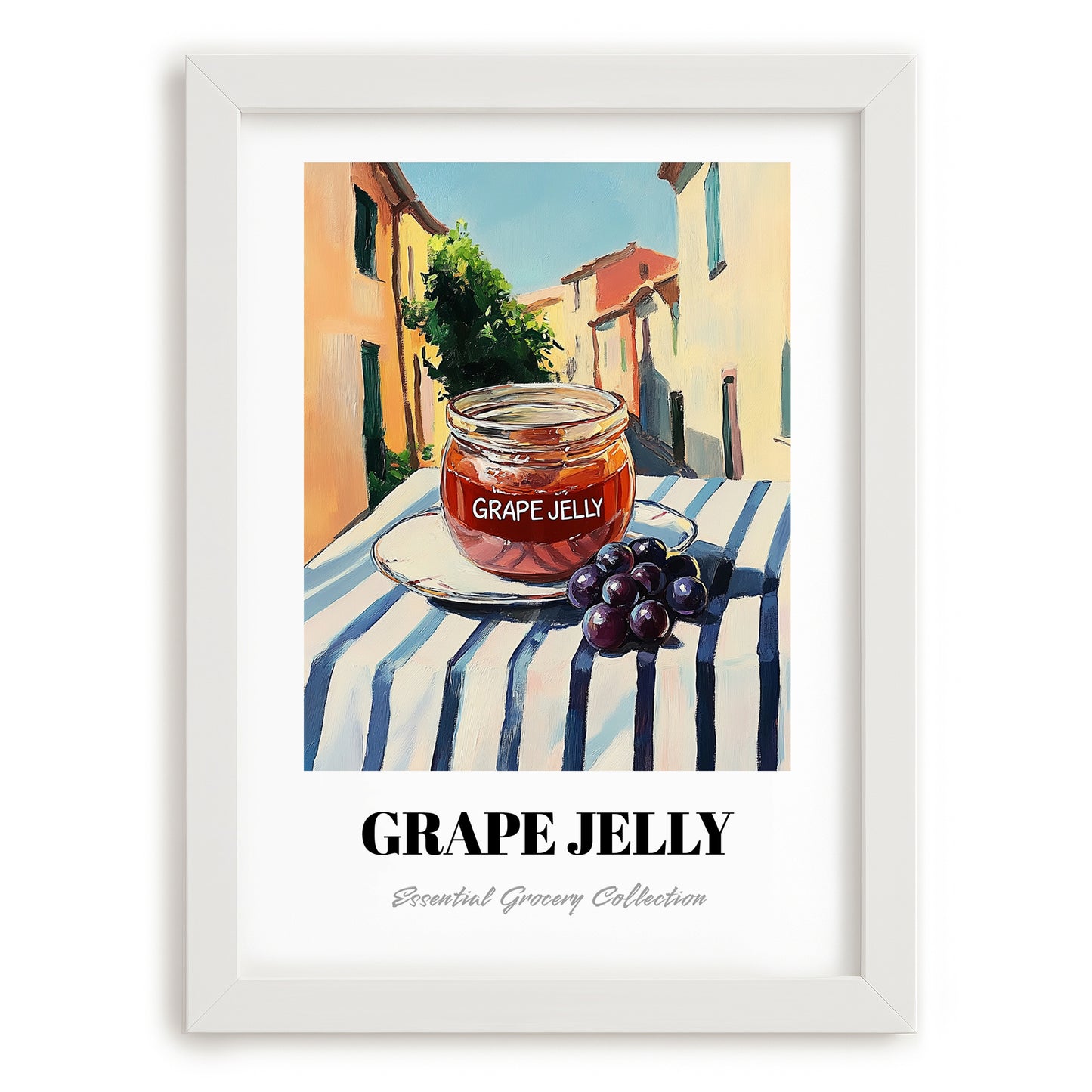 Grape Jelly – Italian Café on the Corner, Jam Illustration, placed in minimal white frame
