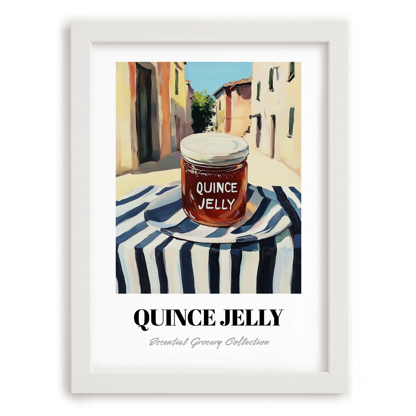 Quince Jelly – Italian Café on the Corner, Jam Illustration, placed in minimal white frame