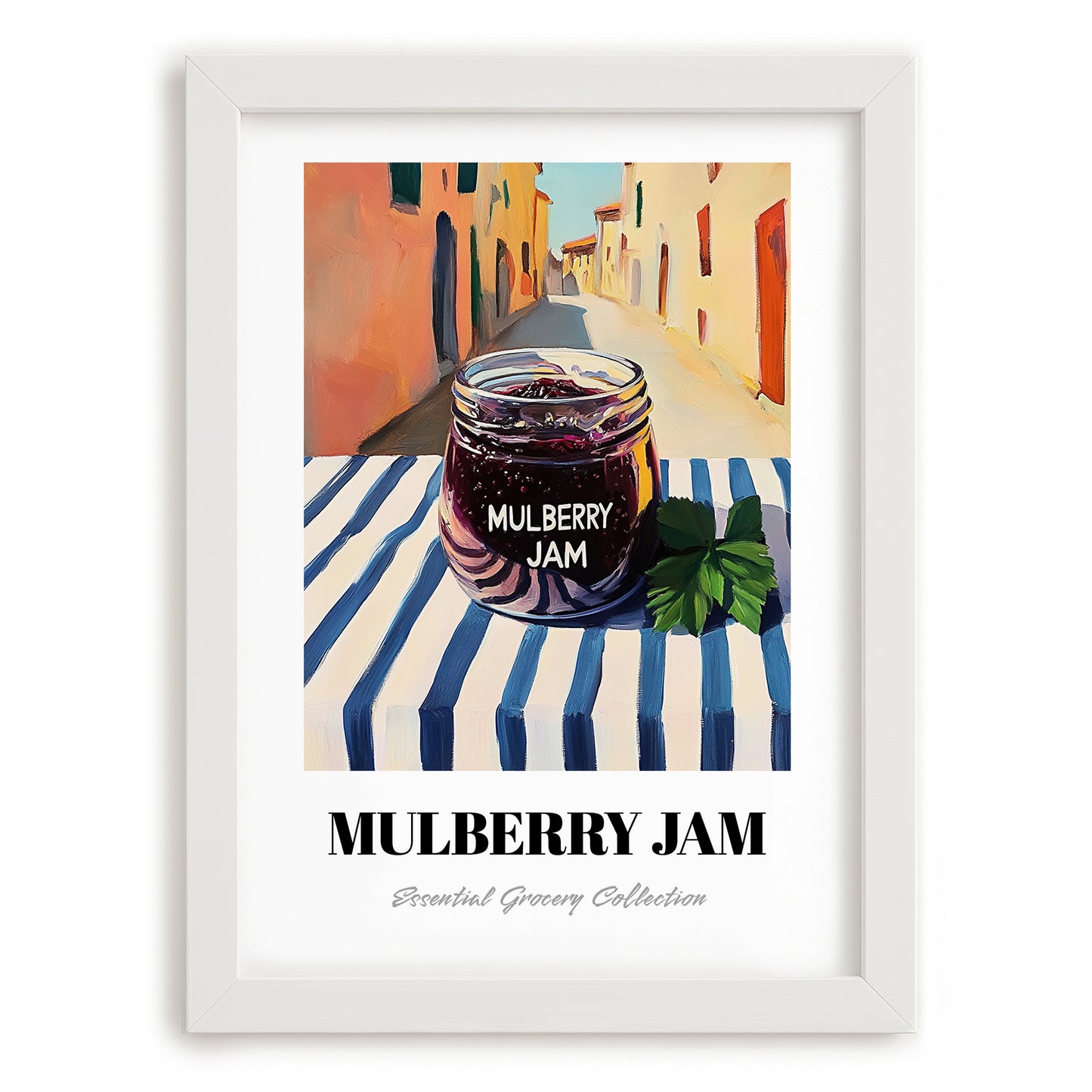 Mulberry Jam – Italian Café on the Corner, Jam Illustration, placed in minimal white frame