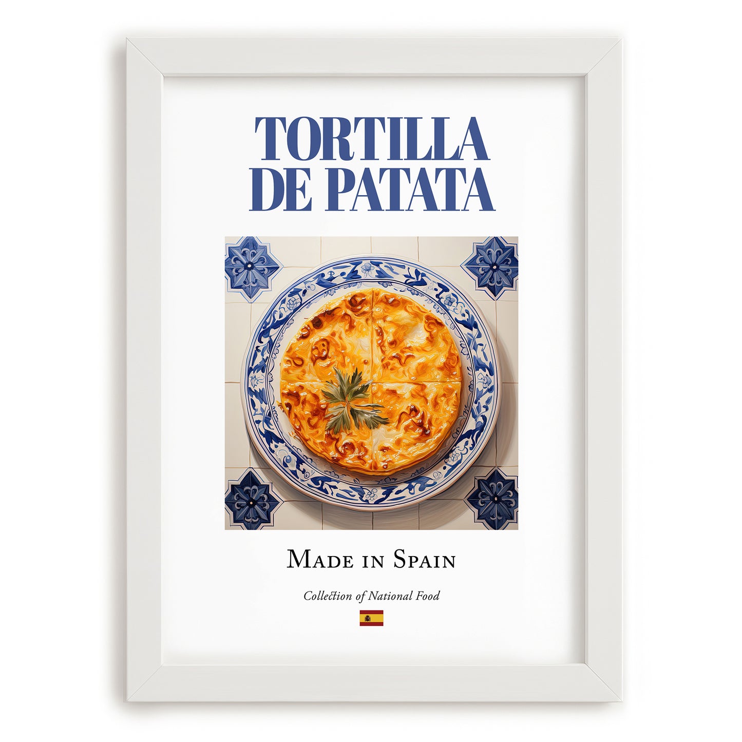 Tortilla de patata – Spanish Dish, Bistro Poster, placed in minimal white frame