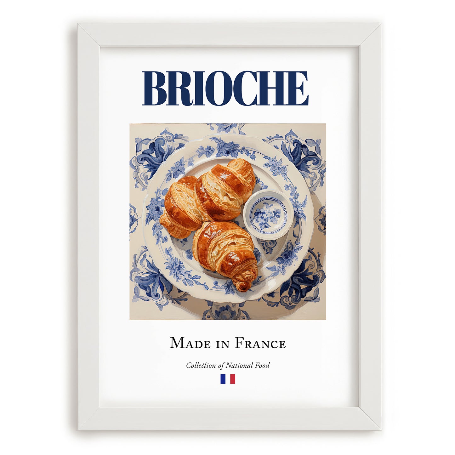 Brioche – French Bread Dish, Brasserie Still Life, placed in minimal white frame