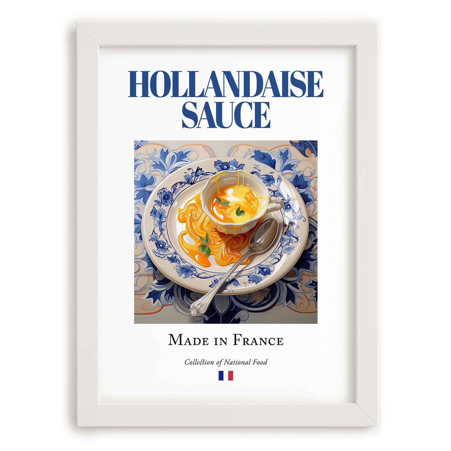 Hollandaise sauce – French Sauce Dish, Restaurant Still Life, placed in minimal white frame