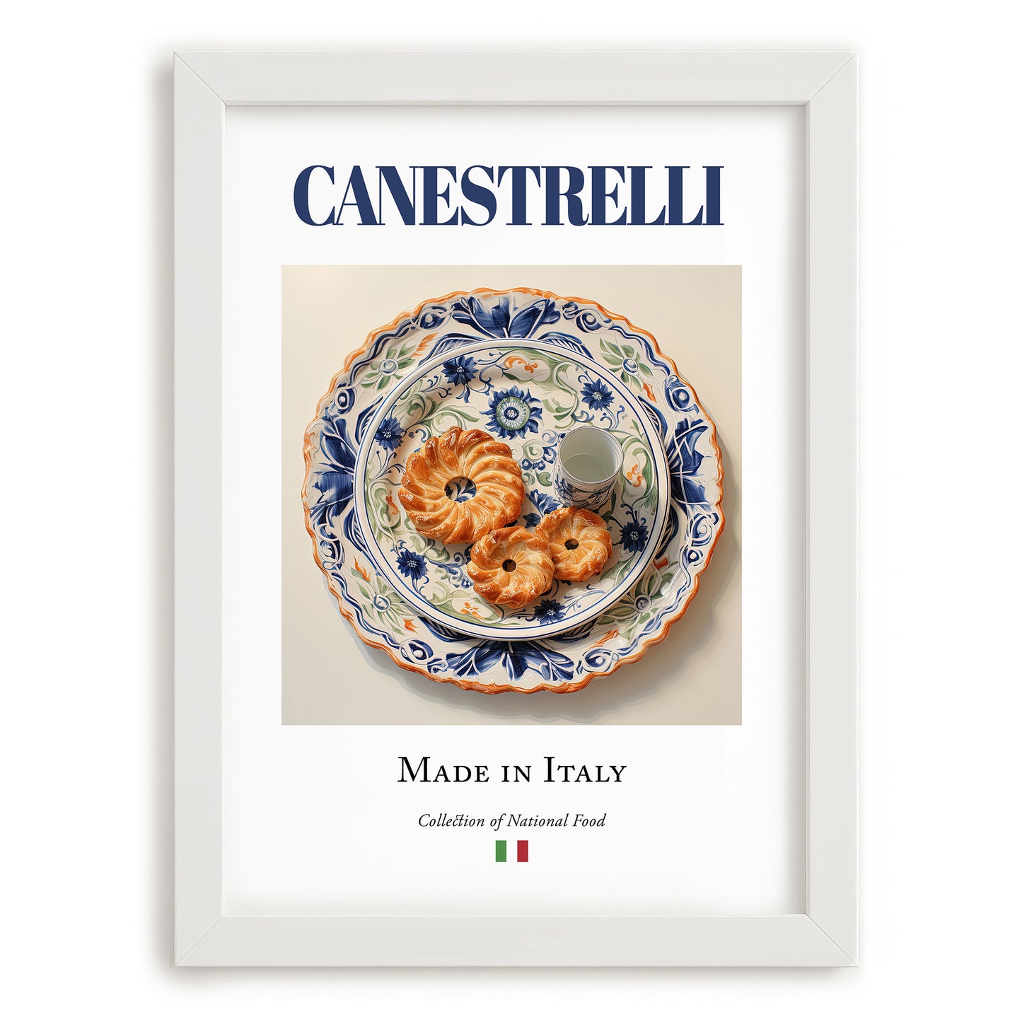 Canestrelli – Italian Dessert Dish, Tavern Painting, placed in minimal white frame