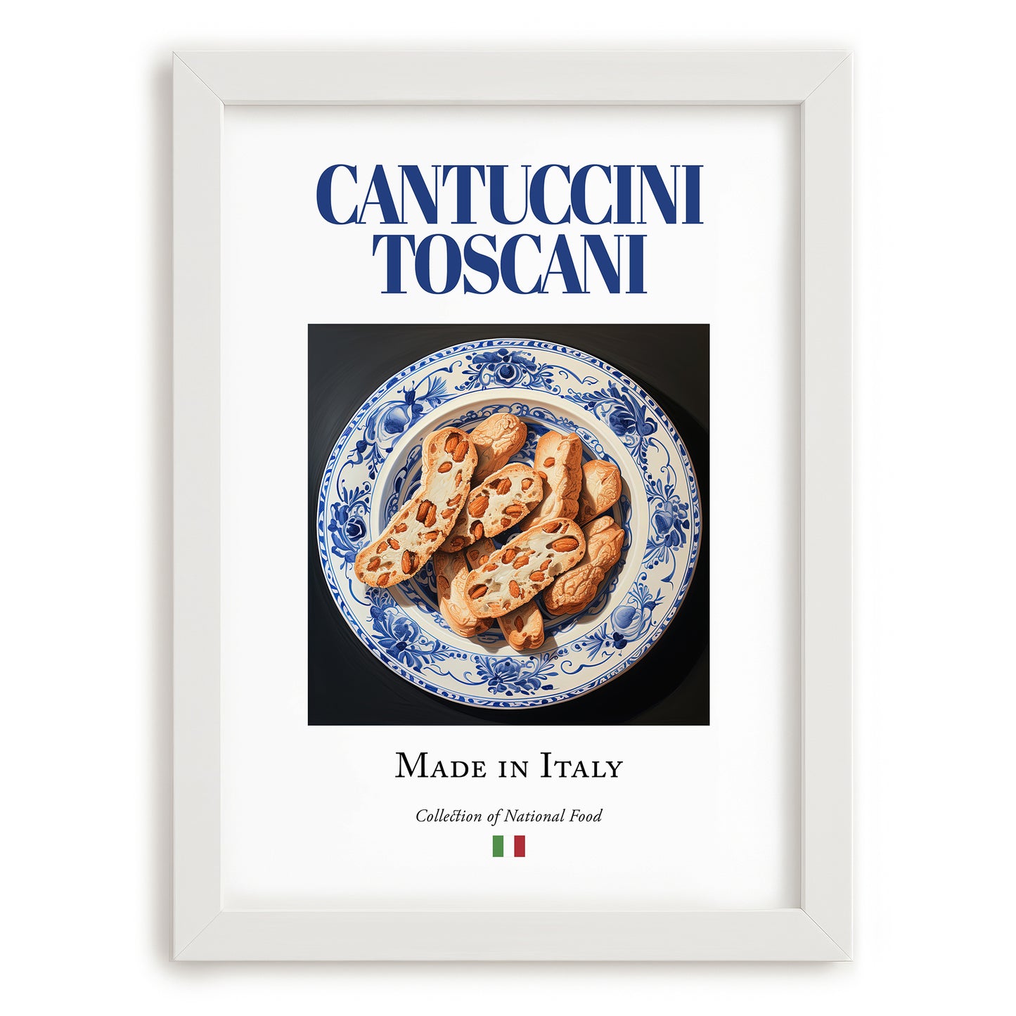Cantuccini Toscani – Italian Dessert Dish, Tavern Poster, placed in minimal white frame