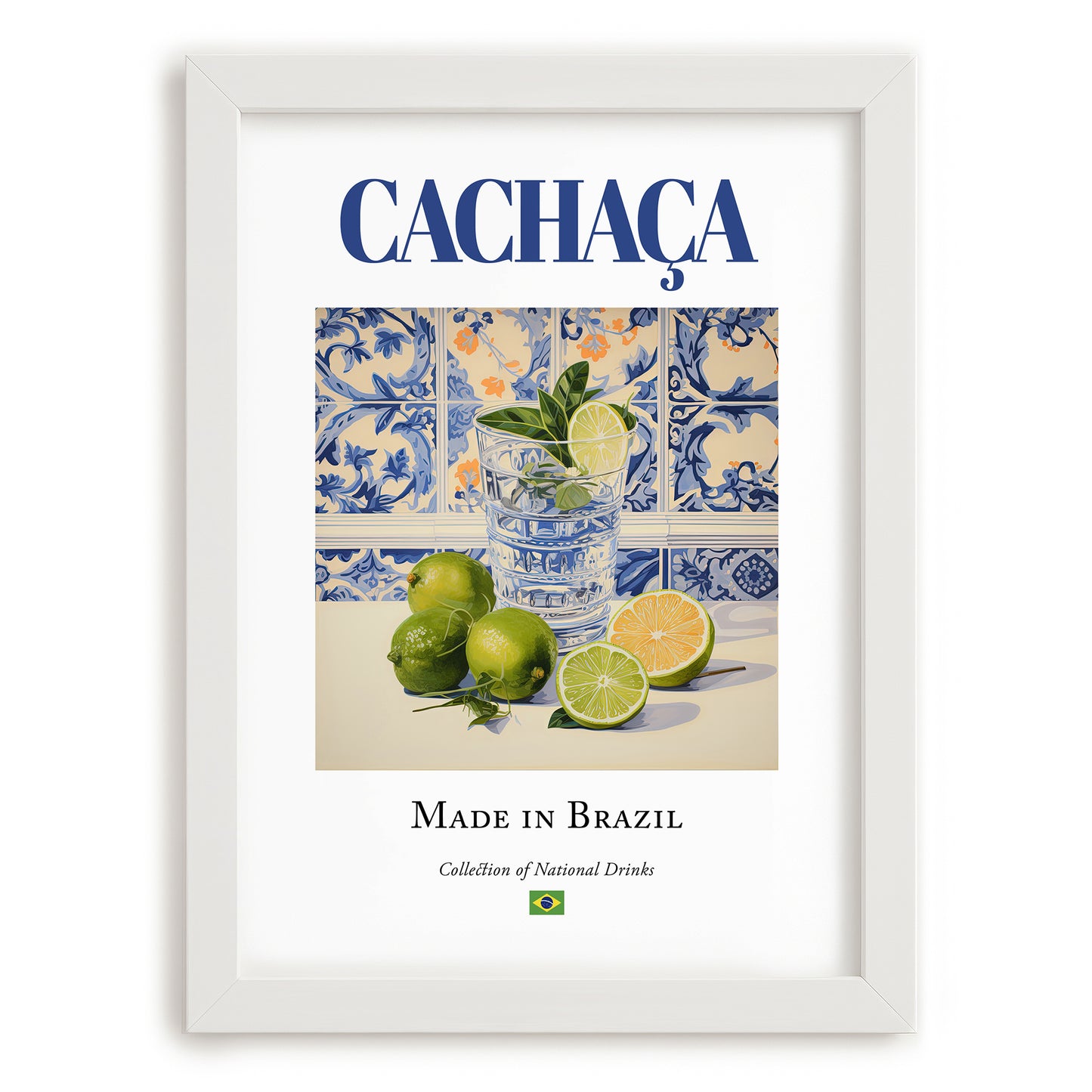 Cachaça – Brazilian Spirit Drink, Sky Bar Wall Art, placed in minimal white frame