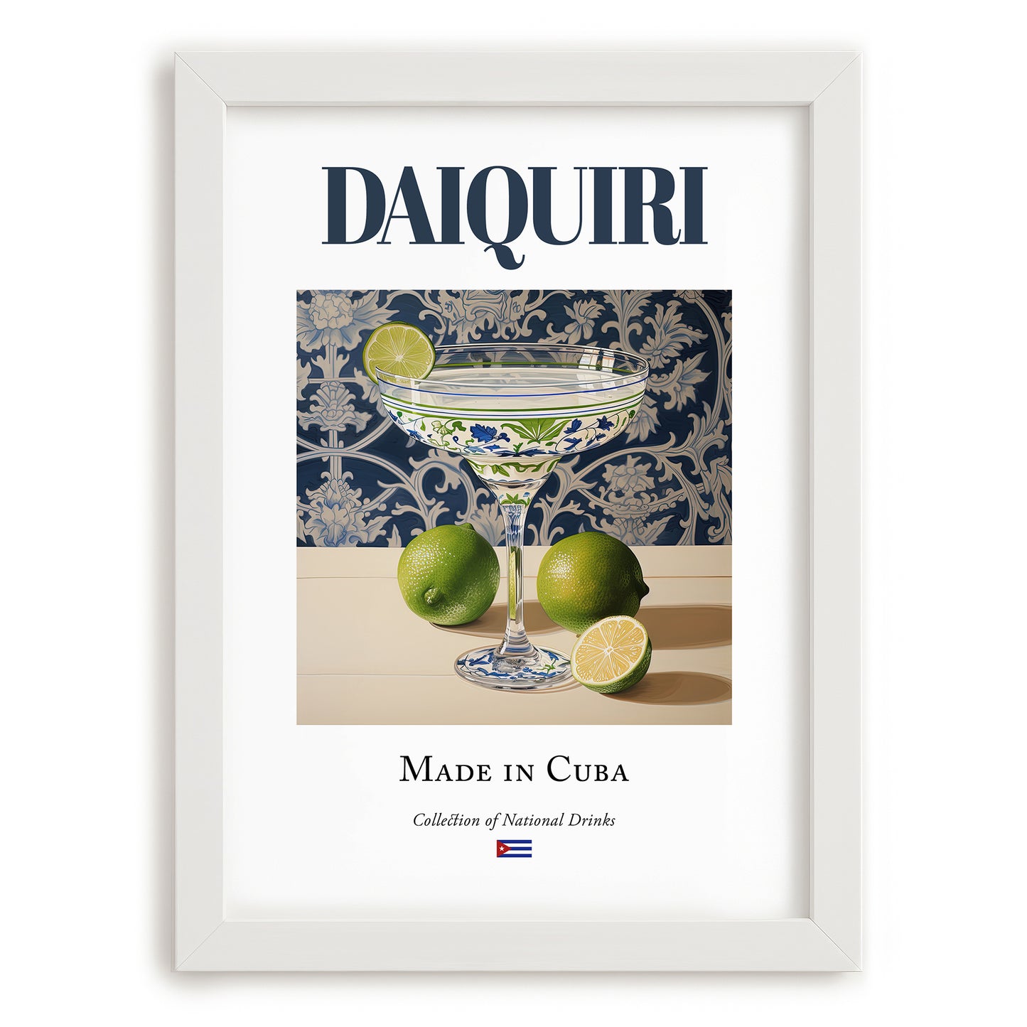 Daiquiri – Cuban Cocktail Drink, Rooftop Terrace Print, placed in minimal white frame