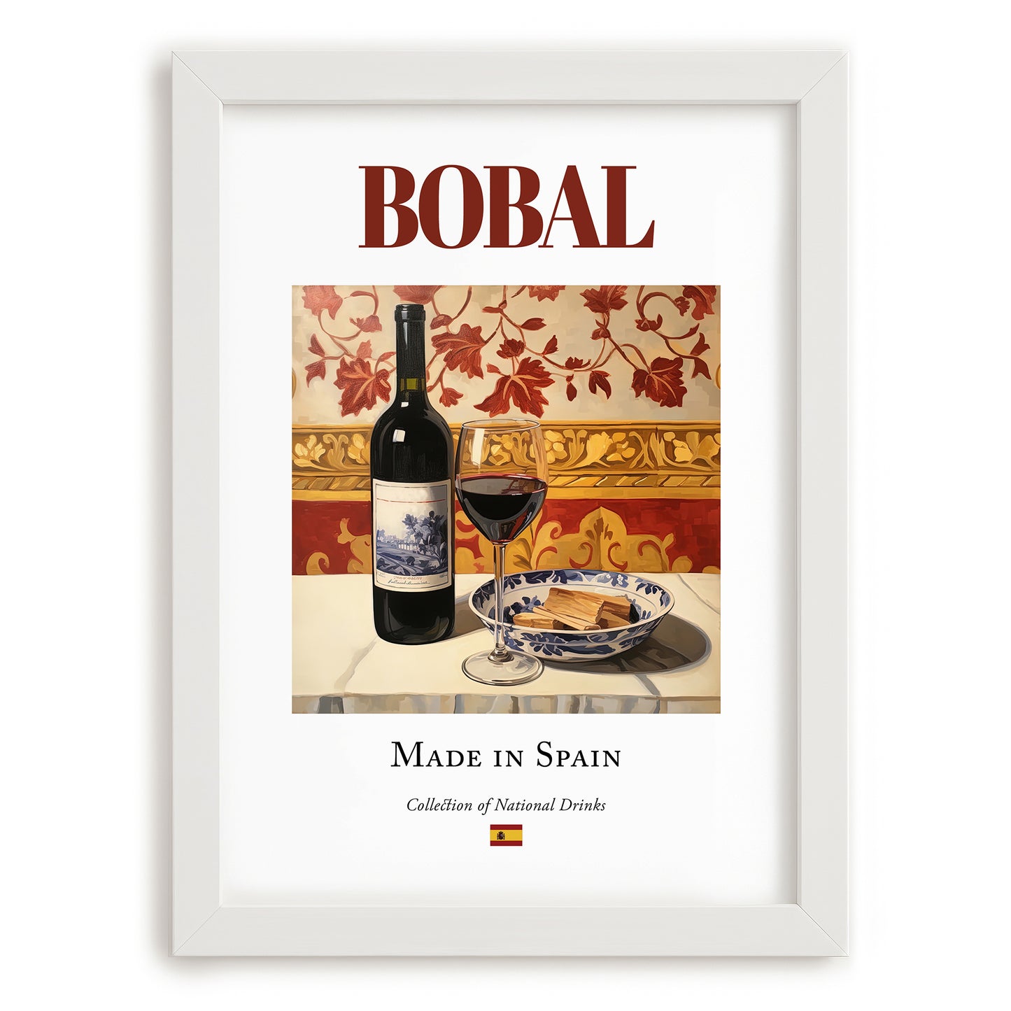 Bobal – Spanish Red Wine, Vinoteca Poster, placed in minimal white frame