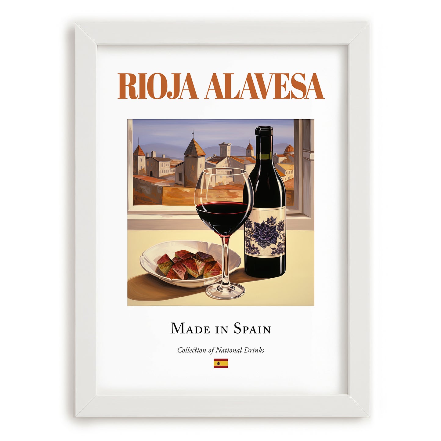 Rioja Alavesa – Spanish Red Wine, Vineyard Terrace Print, placed in minimal white frame