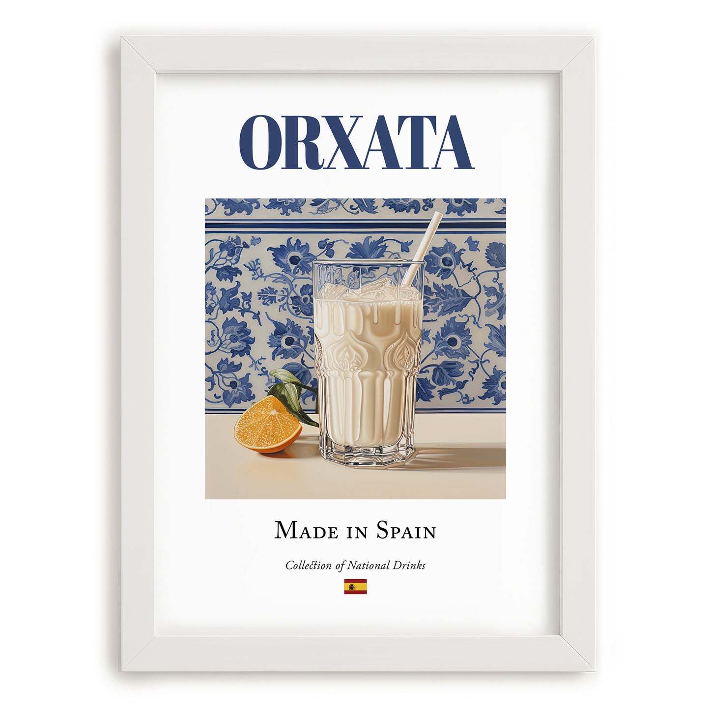 Orxata – Spanish Beverage Drink, Cocktail Lounge Poster, placed in minimal white frame