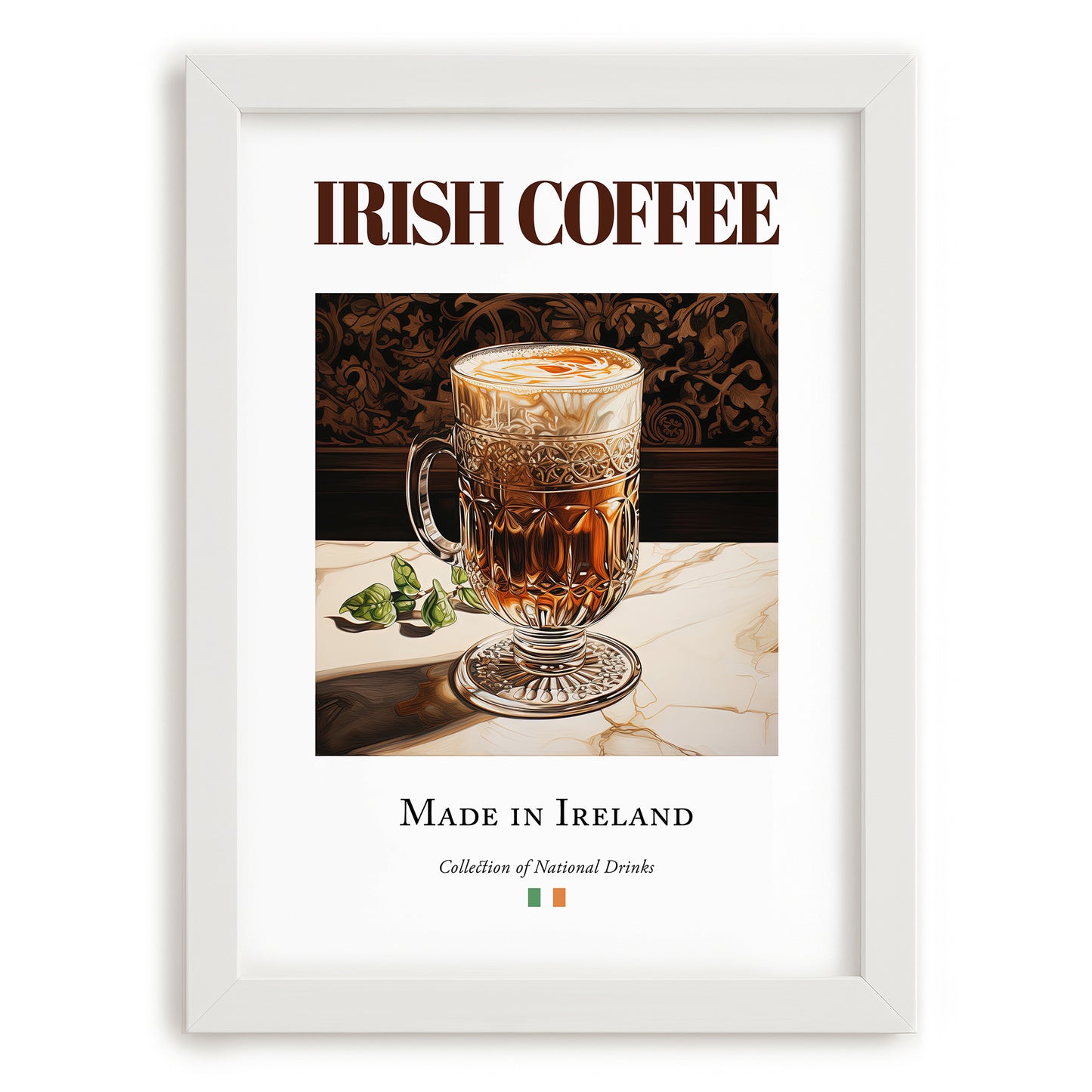Irish Coffee – Irish Coffee, Street Café Art, placed in minimal white frame