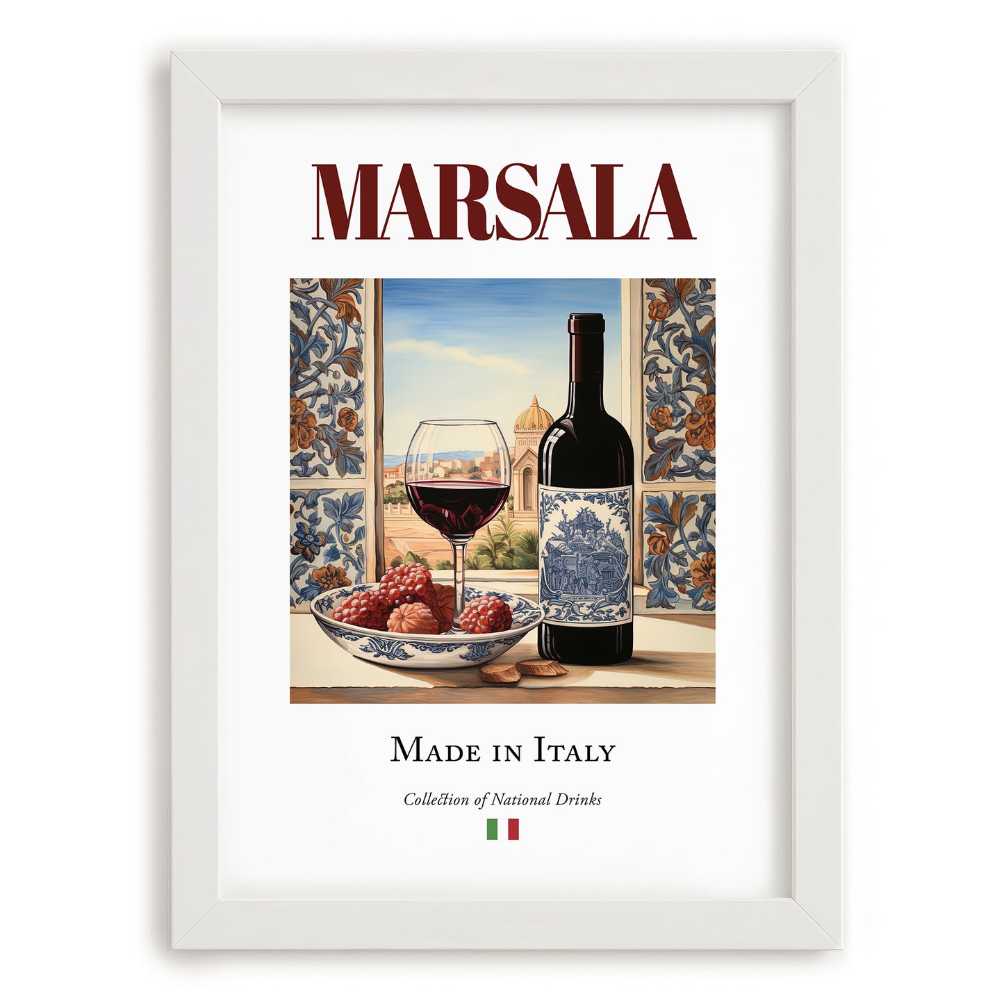 Marsala – Italian Dessert Wine, Wine Bar Poster, placed in minimal white frame