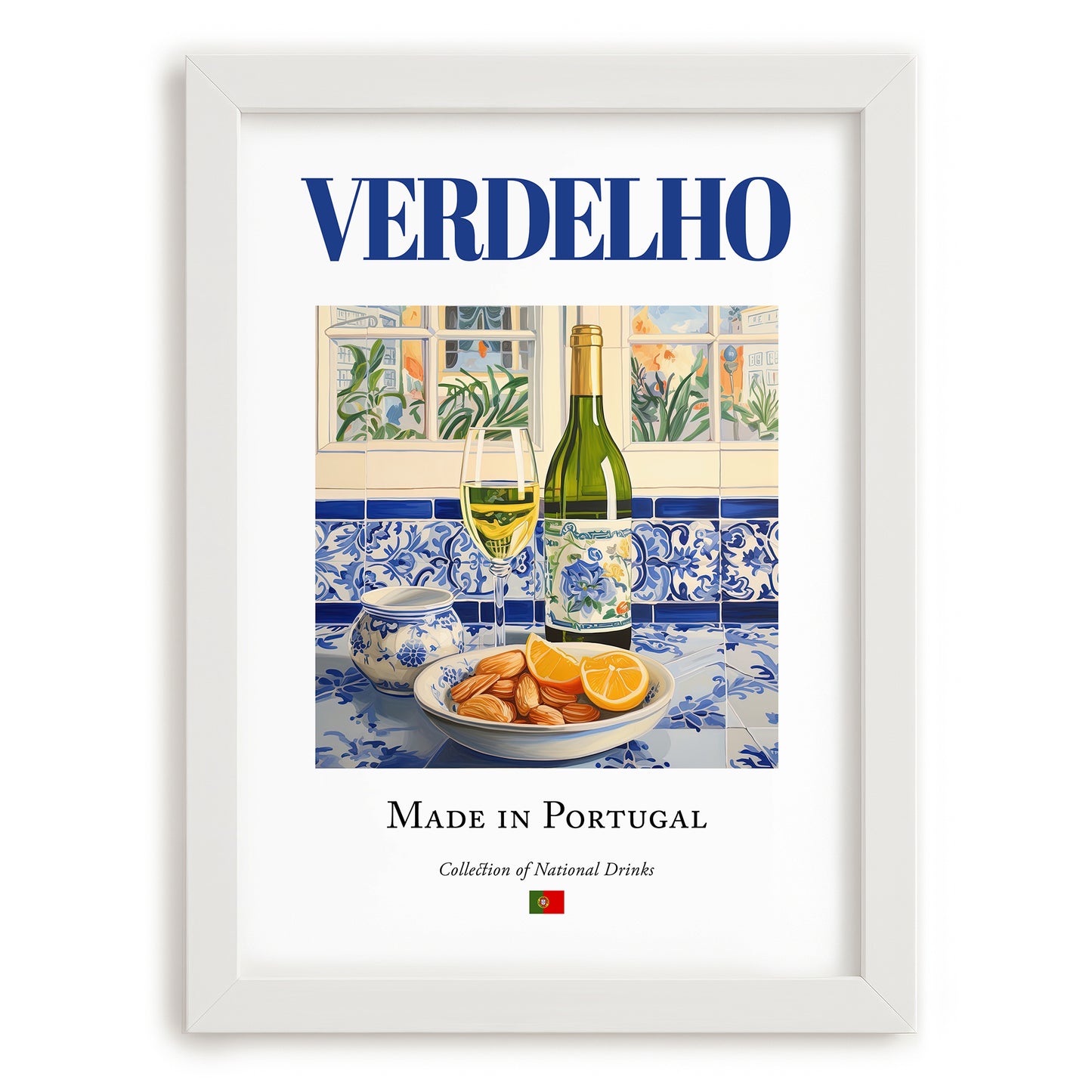 Verdelho – Portuguese White Wine, Vinoteca Illustration, placed in minimal white frame