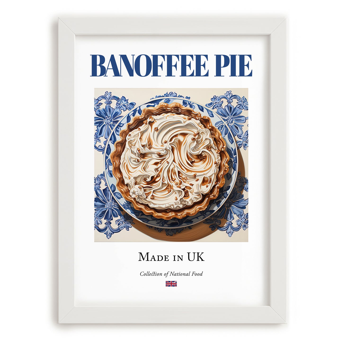 Banoffee Pie – English Dessert Dish, Bistro Poster, placed in minimal white frame