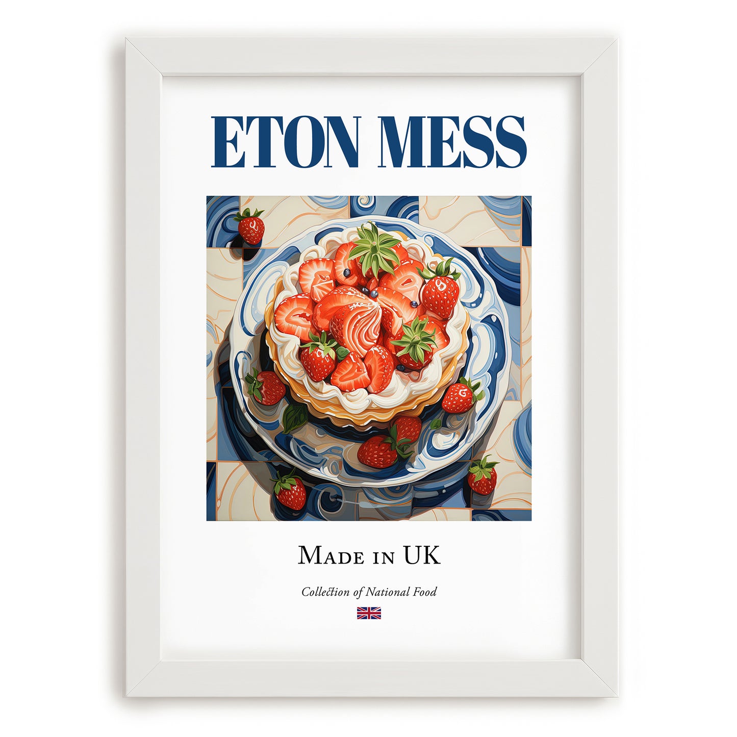 Eton Mess – English Dessert Dish, Food Bar Still Life, placed in minimal white frame