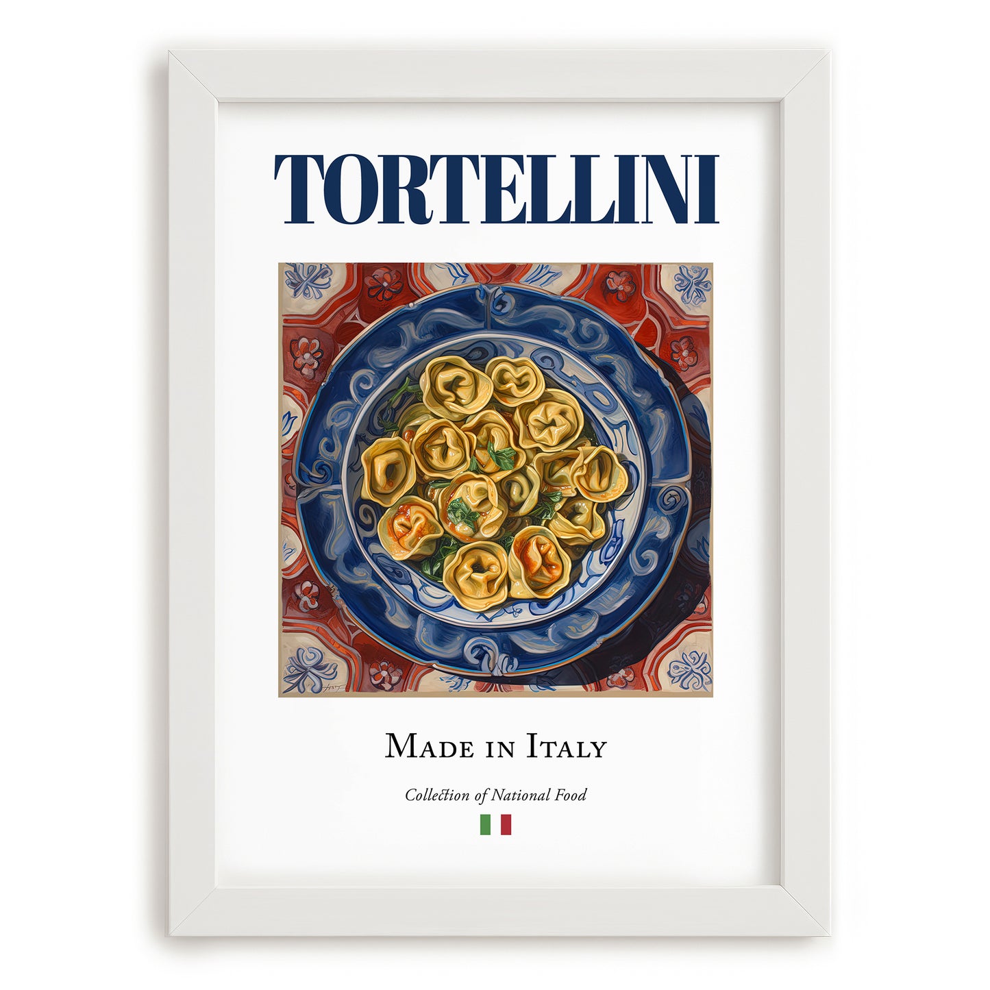 Tortellini – Italian Pasta, Restaurant Poster, placed in minimal white frame
