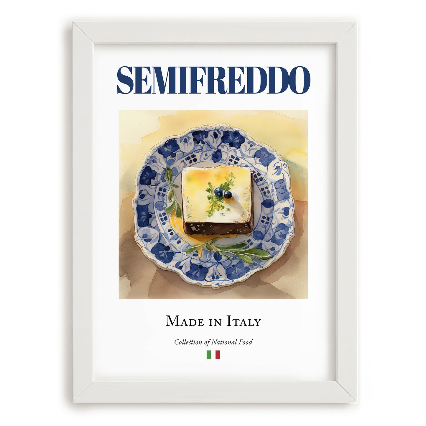 Semifreddo – Italian Dessert Dish, Restaurant Painting, placed in minimal white frame