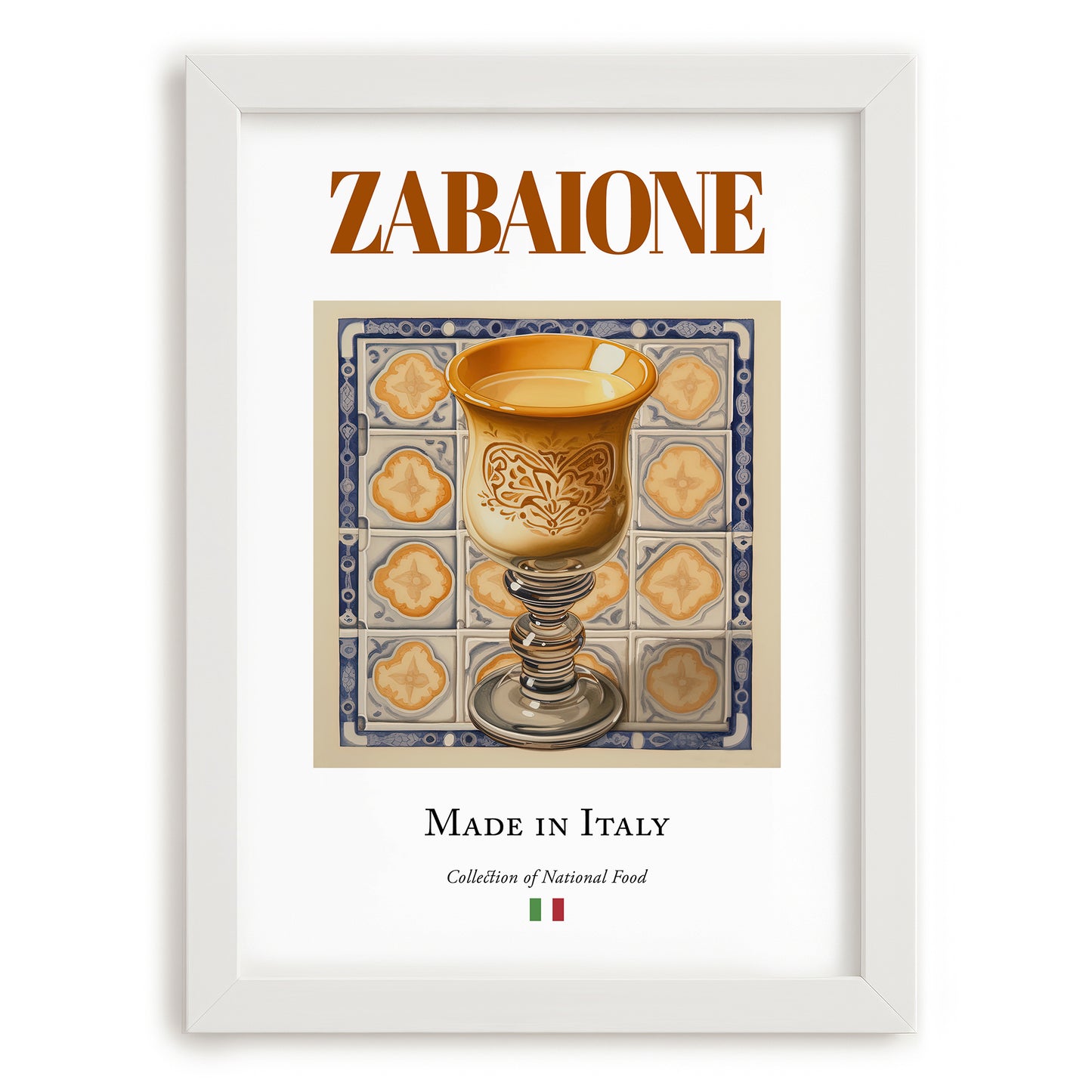 Zabaione – Italian Dessert Dish, Bistro Print, placed in minimal white frame