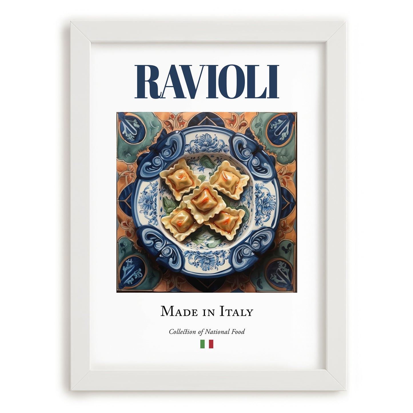 Ravioli – Italian Pasta, Osteria Print, placed in minimal white frame